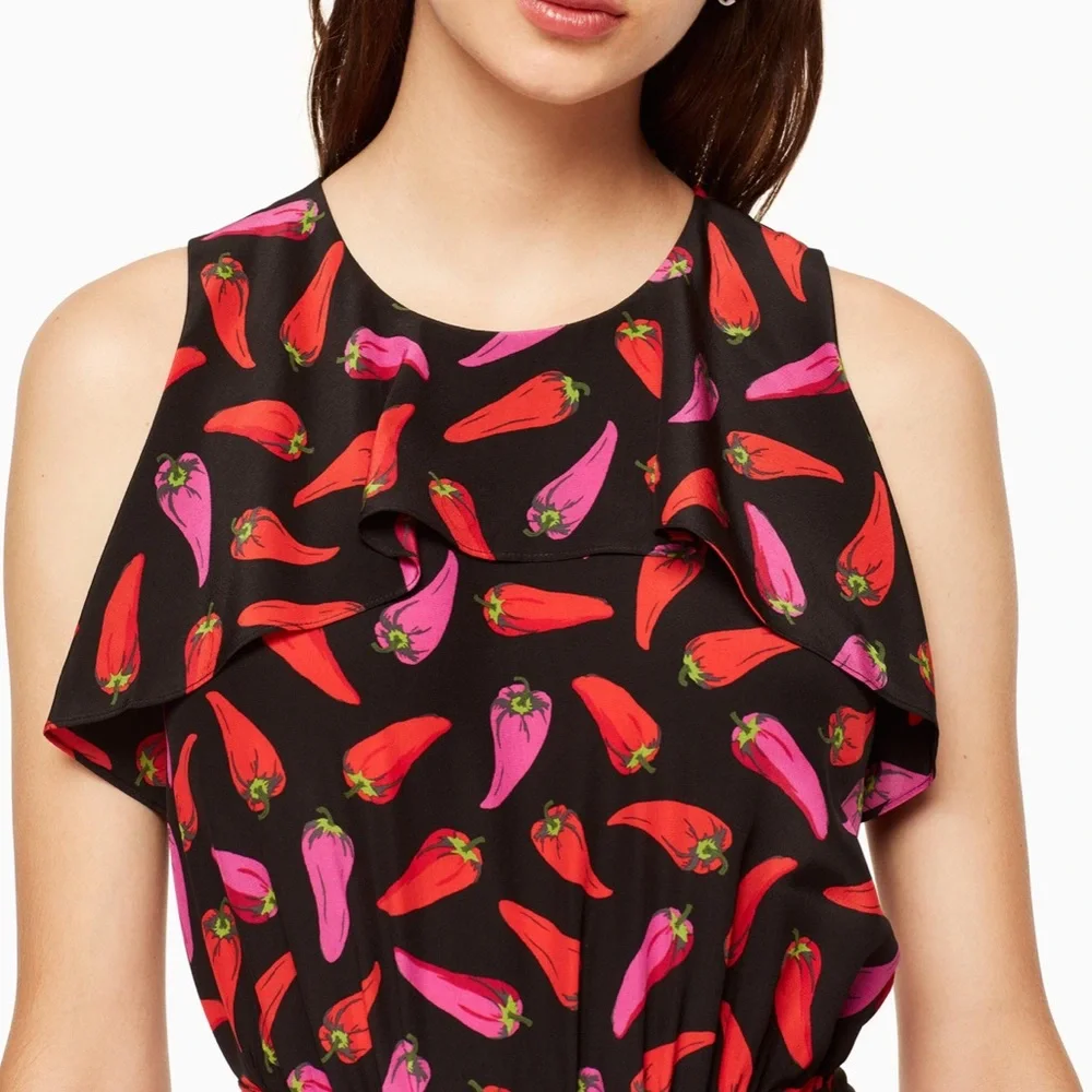 NWT KATE SPADE 100% silk hot pepper jumpsuit size 0